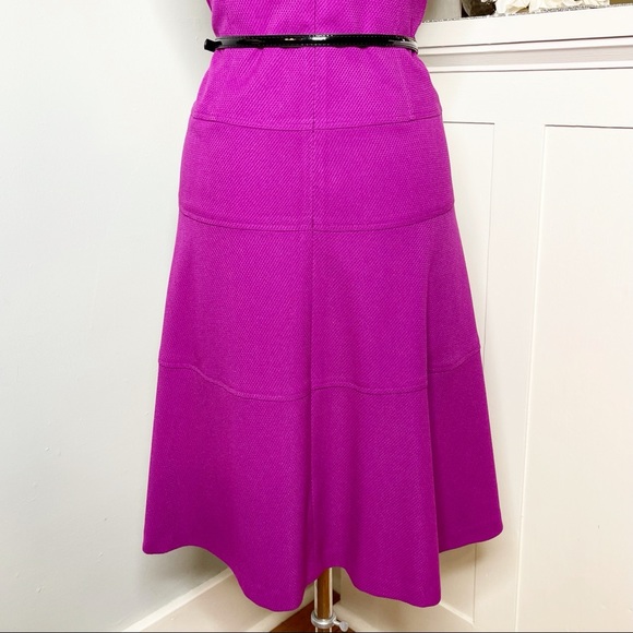 Anne Klein Purple Cap Sleeve Fit & Flare Dress with Belt 10 Medium - Picture 7 of 9